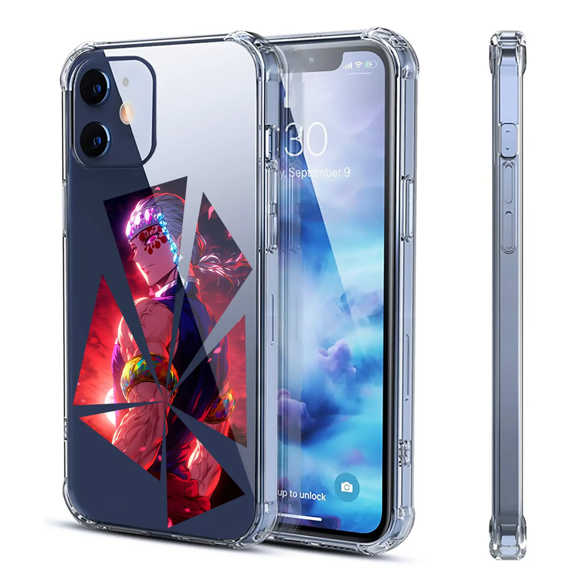 鬼滅の刃 グッズ,宇髄 天元 - IPhone 12シリーズ対応 ・ 透明スマホケース ・ クリアソフトケース ・ TPU素材 ・ 耐衝撃 ・ 高密着 ・ 防汚 防指紋 ・ 簡単着脱